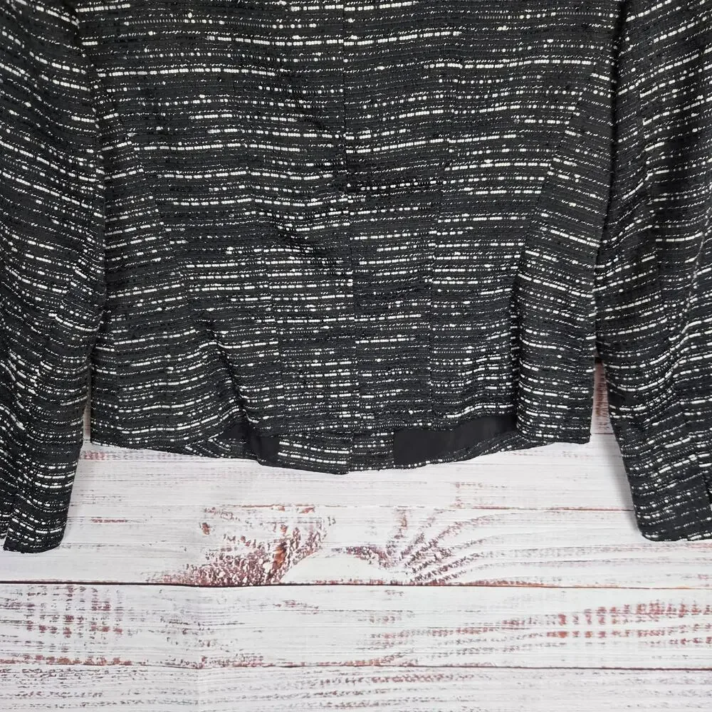 Lafayette 148 Black White Crop Tweed Blazer 10 Petite Prep Academia Quiet Money - Picture 6 of 13